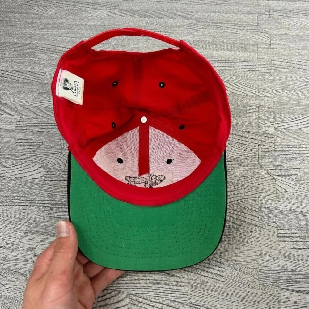 Vintage Buffalo Creek Hat Cap Snap Back Red Embroidered Bison Animal Nature